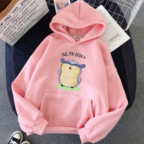 Kawaii Women Hoodies 2020 Feminino Fleece Brand Tracksuis Long Sleeve Hoodies Sudadera Mujer Cartoon Bird Hoodie Sportswear