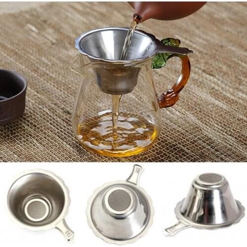 Reusable Stainless Steel Mesh Tea Strainer Tea Filter Leaf Funnel Tea Infuser Drinkware Kitchen Accessories