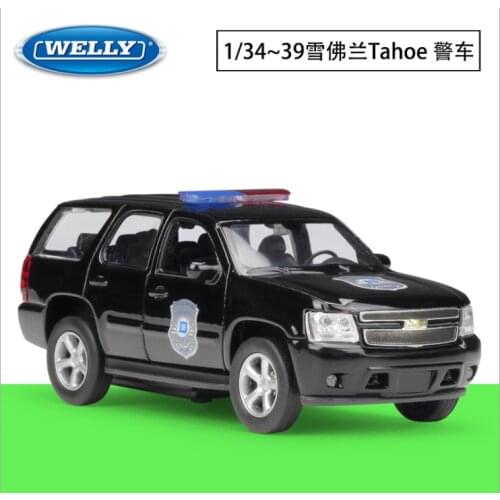 Welly1:36 2008 Tahoe simulation alloy car model return force car childrens new year Christmas birthday gift