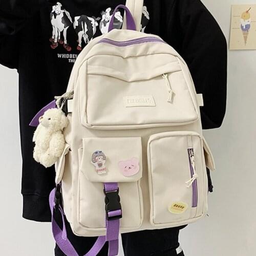 Fashion Women Waterproof Backpack Kawaii Student BookBag College School Bag Girl Nylon Men Black Mochila Bagpack
