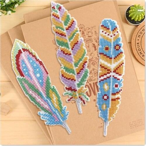 Feathers patterns on both sides bookmarks cross stitch kit counted 18ct 14ct Plastic Fabric needlework embroidery Craft kit