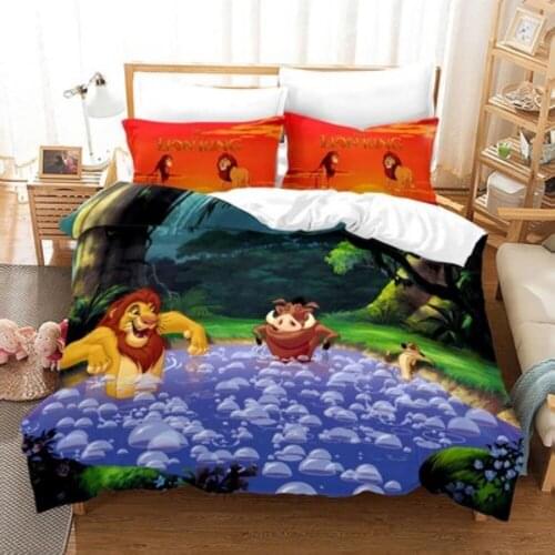 Cartoon Lion King Simba Bedding Set Duvet Covers Pillowcases Bed Comforter Cover Baby Children Adult Boys Gift Bedclothes
