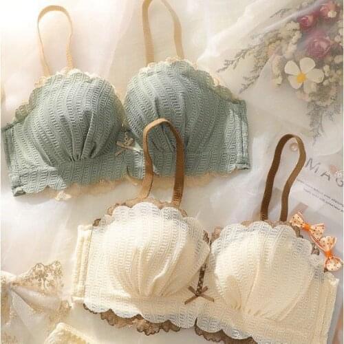 Underwear small breasts are thickened and gathered. Sexy lace has no rims Students support anti-sagging adjustment bra sets