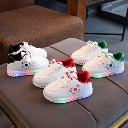 2021 new childrens shoes with lights, childrens casual shoes, girls shoes, boys shoes, breathable and comfortable No. 21-30