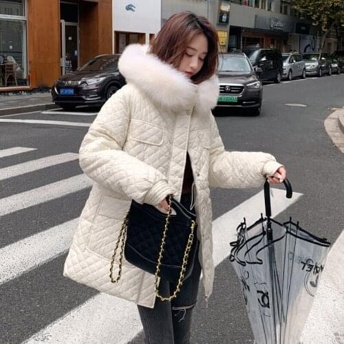 2021 new fashion big fur collar womens winter jacket thickened warmth waist slimming ladies long-sleeved parka jacket jacket