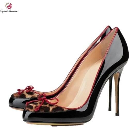 Original Intention Women Pumps New Fashion Sexy Round Toe Thin High Heels Pumps Black Shoes Woman Plus Size 4-15