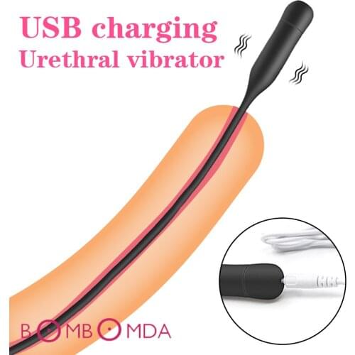 Rechargeable Penis Plug Urethral Vibrator 10 Frequency Powerful Vibrating Urethra Masturbation SM Products Urethral Sounding Rod