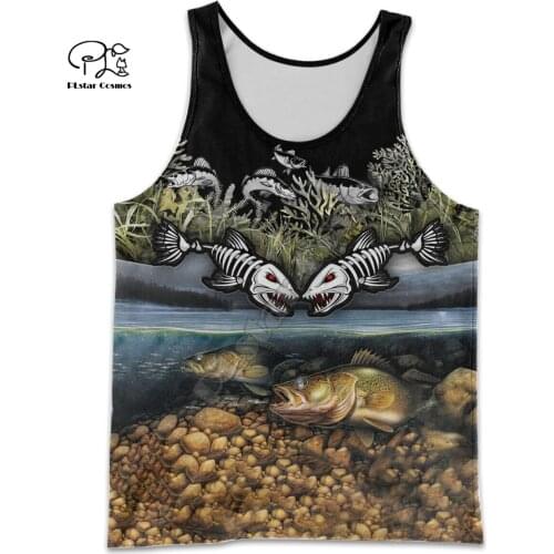 PLstar Cosmos Animal Walleye Fishing Fisher Art Camo Funny 3Dprint Men/Women NewFashion Summer Casual Sleeveless TankTop Vest C1