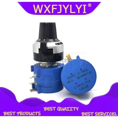 3590S-2 3590S Series Precision Multiturn Potentiometer 10 Ring Adjustable Resistor+1PCS Turns Counting Dial Rotary 6.35mm Knob