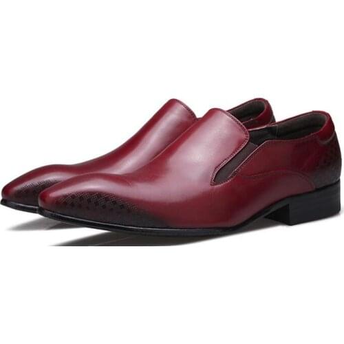 High top carved pointed toe genuine leather handmade fashion formal wedding shoes mens business shoes slip on dress shoes