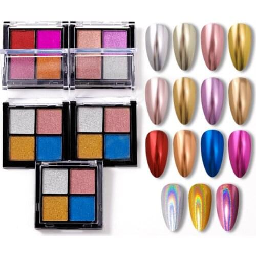 4 Color Mirror Solid Powder Nail Art Powder Nail Chrome Pigment Dust Titanium Powder Glitter DIY Nail Art
