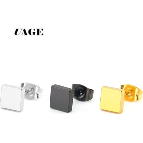 UAGE Punk Fashion Square Ear Stud Earring Gothic Style Surgical Steel Ear Stud