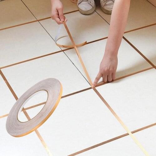 50M Gold Tile Sticker, Ceramic Tile Gap Tape Adhesive Stickers Kitchen Bathroom Toilet Wall Floor Sealing Tape Waterproof