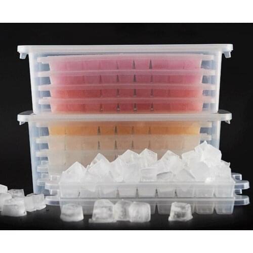 1/2/4-Layer Kitchen Bar Ice Cube Maker Tray Holder Mold Container Box with Lid Food grade safety plastic Kitchen Accessories