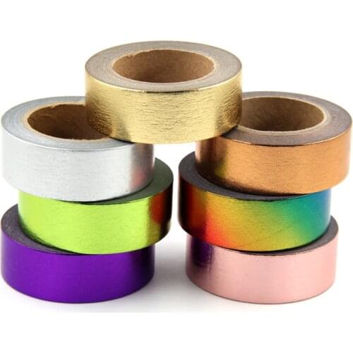 1X Gold Foil Washi Tape Japanese Paper 1.5*10meter Kawaii Scrapbooking Tools Solid Colors Masking Tape Adhesiva Decorativa Tape