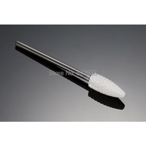 1pc White Ceramic Nail Drill Bits Mediumtoothing Bullet Electric Manicure Pedicure Nail Art Salon Machine Accessories Tools
