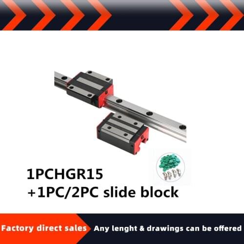 1PC Linear Rail Guide HGR15 +1PC /2PCS HGH15CA/HGW15CC Linear Narrow/Flange carriges Sliding Block cnc parts