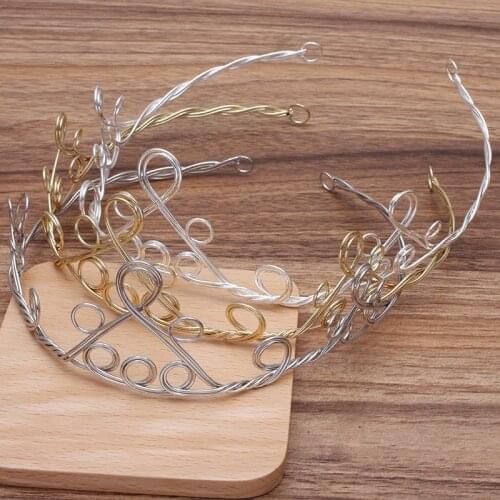 1pc Metal Headband Bezel Base Hair Hoop Blank Settings DIY Women Wedding Tiaras Crown Accessories For Jewelry Making