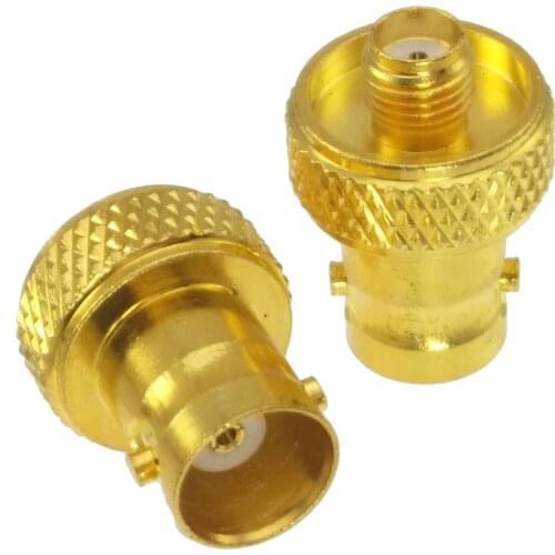 10pcs Conversion Adapter BNC female to SMA female F RF connector for radio gold