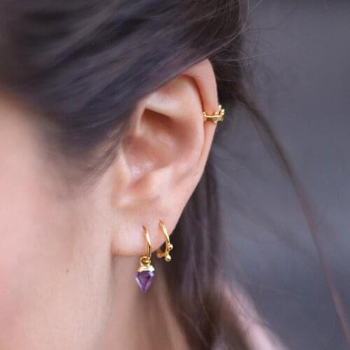 100% 925 Solid Sterling Silver Unique Shaped Piercing Huggie Hoop Earring For Women Sterling Silver Earing Jewelry