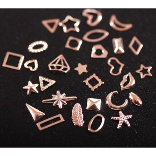 1000pcs Rose Gold Nail Rivets Metal Jewelry Stickers Japanese Hollow Stud Jewelry Manicure Manicure Decoration nail jewelry