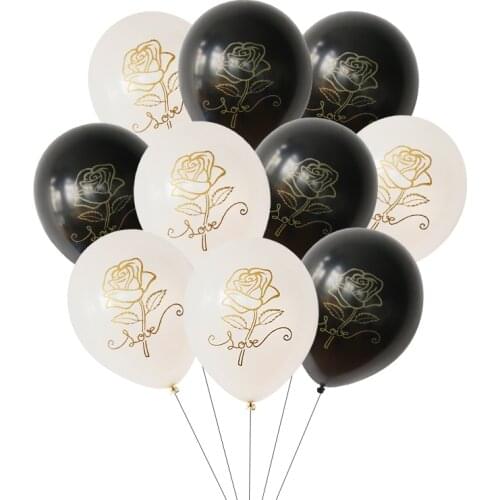 20Pcs 12inch rose flower Latex Balloons white black Balloons Summer Hawaiian Theme Party Birthday Party Wedding Decor