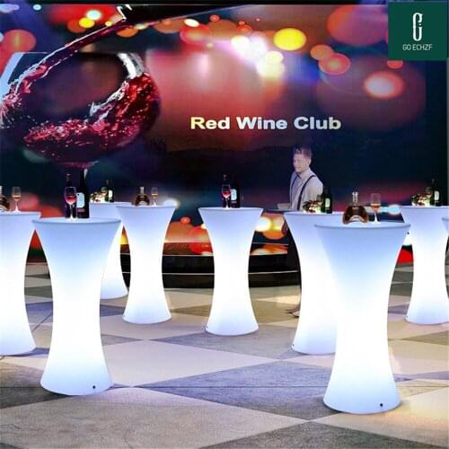 2019 Led luminous cocktail table bar creative lighting furniture round plastic table coffee table stool bar decoration