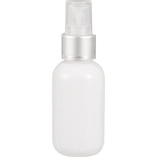 50ml White PET Boston Rounds with White Sprayers w/ Brushed Aluminum Collars Plastic Bottles empty cosmetic toner sprayer bottle