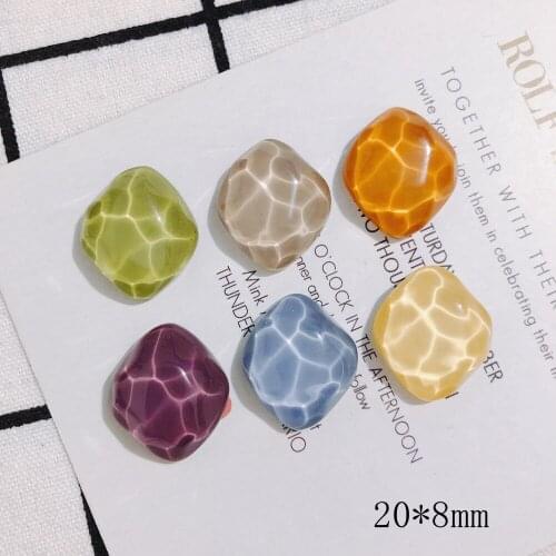 70pcs 20*8mm Colorful Flatback Geometry Shape Acrylic Resin Cabochons Beads Ornament Accessories Charms Pendant Decor Cameo