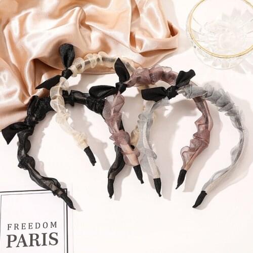 Net Yarn Headbands Hair Bands Knotted Hairband Hair Jewelry Bezel Turban Women Girls Hair Accessories Bow Head Hoop