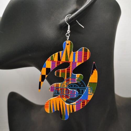 Free Shipping!Gye Nyame wooden Earrings