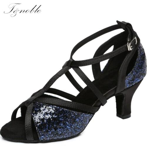 Glitter Women Latin Dance Shoes Ballroom Tango Salsa Dancing Shoes High Heels 6-10CM Party Wedding Dance Sandals Soft L454