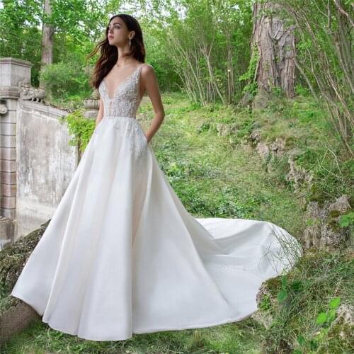 Crockoonboo Satin Wedding Dresses
