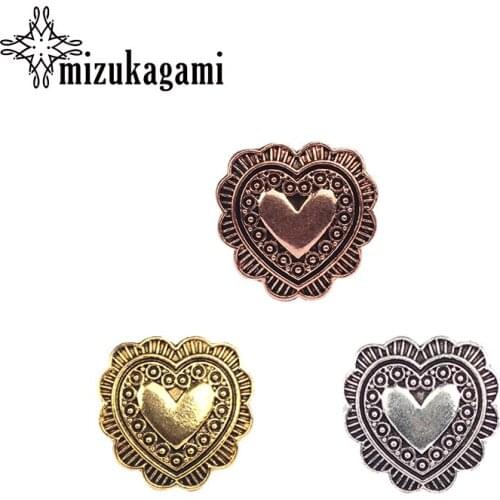 4pcs/lot 20MM Retro Zinc Alloy Sweet Small Heart Gold Rose Gold Decorative Buttons Charms For DIY Jewellery Accessories