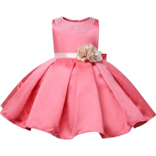 Beaded Lace Baby Girl Flower Christening Gowns Baptism Clothes Newborn Kids Girls 1 Year Birthday Princess Infant Party Outfits