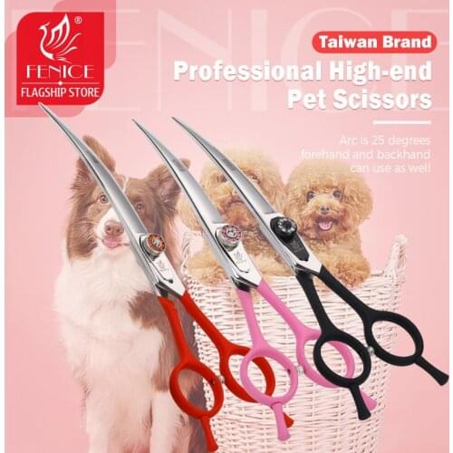 Fenice 6.5/7.0 inch Professional Pet Grooming Scissors Curved Shear Japan 440C Colorful Scissor for Groomer