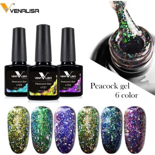 Venalisa 7.5ml Peacock Color Nail Gel Polish Soak Off Matt Top Coat Base Coat with Sticky Layer Top Coat Varnish Kits nail art