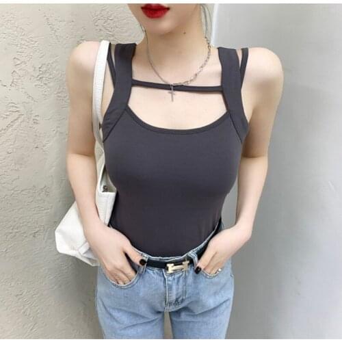 GGRIGHT 2021 Summer O Neck Sleeveless Crop Top Women White Off Shoulder Basic T Shirts Y2K Casual Sexy Gray Tank Tops