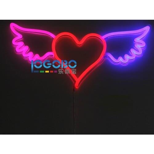 Flex Led Neon Sign Angel Wing Heart Pink Red and Blue Custom Made Business Logo or Home Bedroom Wall Flashing Art Neon Sign Lamp