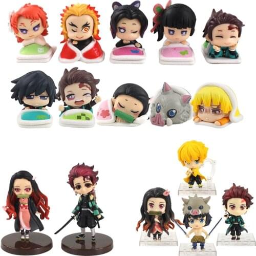 Demon Slayer Figure Toys Kimetsu no Yaiba Tanjirou Giyuu Inosuke Nezuko PVC Figurine Anime Model Toy Dolls Gifts for Kids