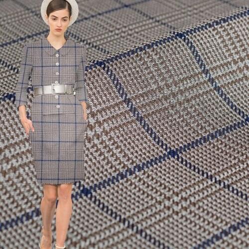 Red Raspberry Coffee Plaid Tweed Wool Fabrics Garment Materials Autumn Dress Jacket Sewing Cloth Tailor Textile Freeshipping