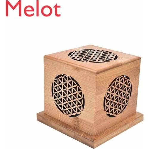 Incense Coil Burner Zen Hollow Bamboo Wooden Tower Burner Salvia Officinalis Incense Box Sandalwood and Incense Incense Base