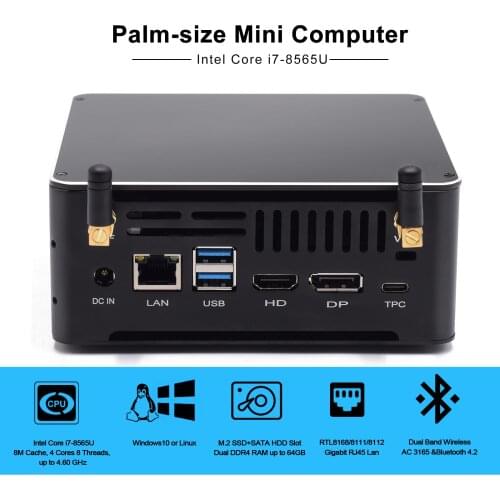8th Gen Quad Core Gaming Mini PC Intel i7 8565U 2 DDR4 RAM 4K desktop computer Portable system unit PC