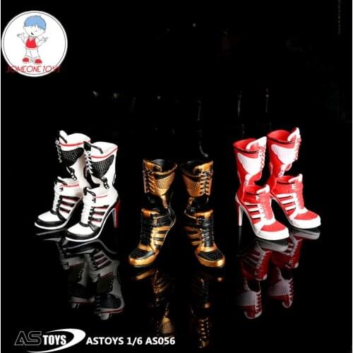 In Stock AS056 1/6 Female Soldier AS056 High-heeled Trend Boots Solid Shoes Model for 12 Inch TBLeague Action Figure jiaou doll