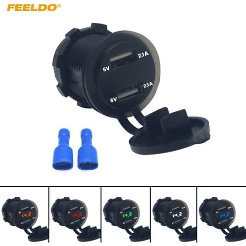 MOTOBOTS 30Pcs Car 2.1A/2.1A Dual USB Power Charger Socket Adapter Auto Cigarette Lighter with LED Digital Display Voltmeter