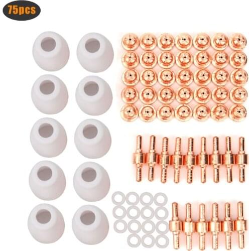 75pcs Shield Cup Tip Electrode Swirl Ring for PT-31 LG-40 Plasma Cutting Torch CUT40 CUT50 Plasma Electrode