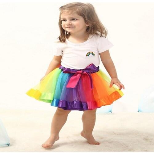 2020 New Tutu Skirt Baby Girl Clothes 12M-8Yrs Colorful Mini Pettiskirt Girls Party Dance Rainbow Tulle Skirts Children Clothing