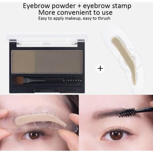 Hot Sale Adjustable Eyebrow Stamp Kit Double Color Perfect Arch Eyebrow Shadow Powder Palette Waterproof Eyebrow Pigment Powder