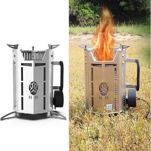 Outdoor Camping Wood Stove Portable Stainless Steel Stove High Power Blower Stove Multifunctional Barbecue Burner for PIcnic