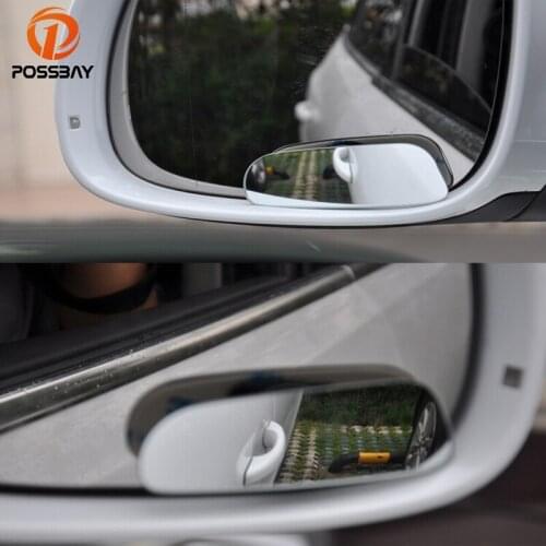 POSSBAY Car Wide Angle Rear View Mirror 360 Degree Auto Rearview Auxiliary Parking HD Frameless Blind Spot Mirrors